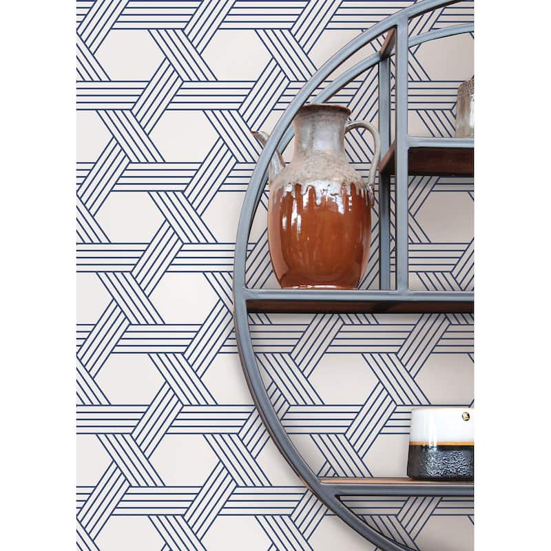 Scott Living Indigo Illusion Self Adhesive Wallpaper