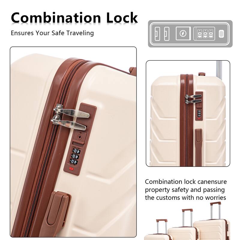 20"/24"/28" 3 pcs/set in ABS Spinner Wheel Luggage, Matching Color, With Combination Lock