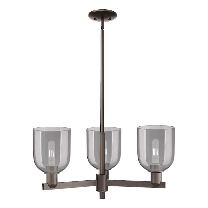 Innovations Lighting Endless Possibilities Arcadia - Bella - 3 Light 27" Stem Hung Chandelier - Oil Rubbed Bronze/Light Smoke