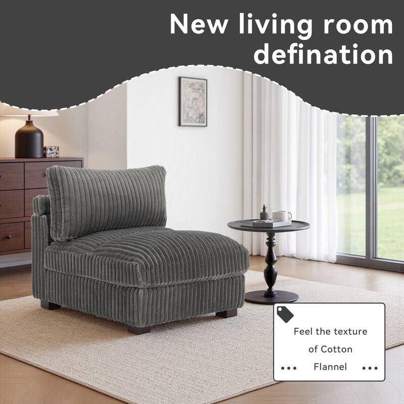 Cotton Flannel corner Sofa Armless Modular Sectional Sofa Seamless Combination