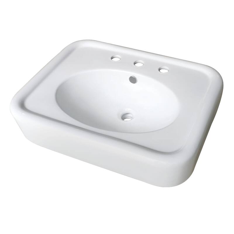 Kingston Brass Robert 25-9/16" Rectangular Porcelain Console Bathroom - White