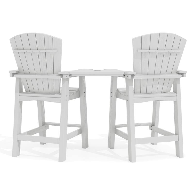 Outdoor Tall Adirondack Chair Set of 2 with Connecting Tray
