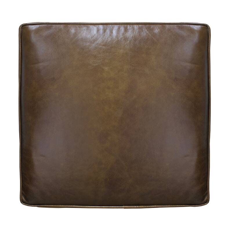 Amber Accent Chair, Handcrafted Slatted Mango Wood, Buffalo Leather Cushions, Angled Legs