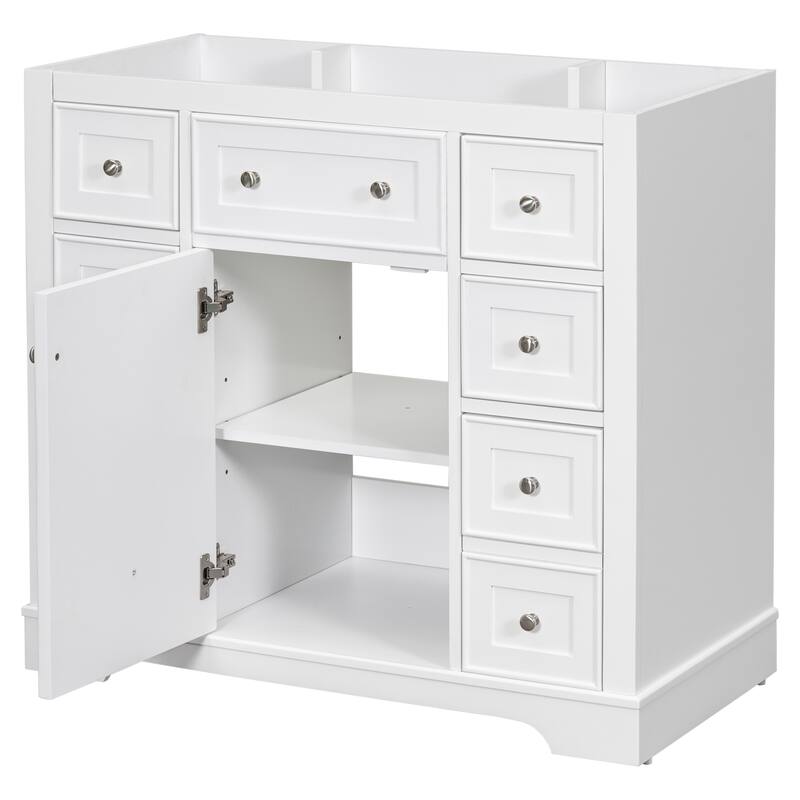 36 Inch Bathroom Vanity Base without Sink, Bathroom Storage Cabinet with 6 Drawers and Cabinet Storage