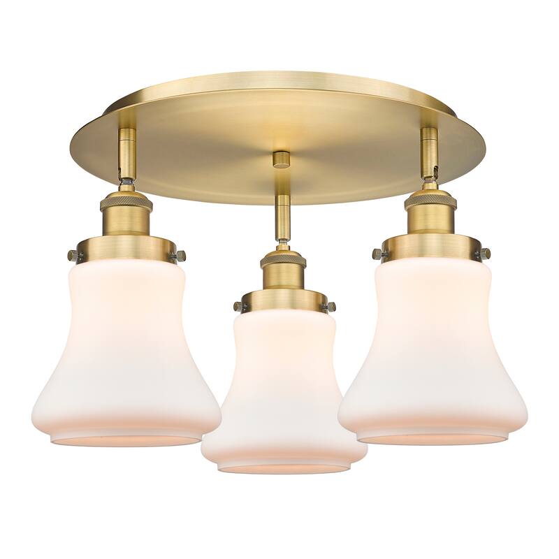 Innovations Lighting Bellmont - 3 Light 18" Flush Mount - Brushed Brass/Matte White
