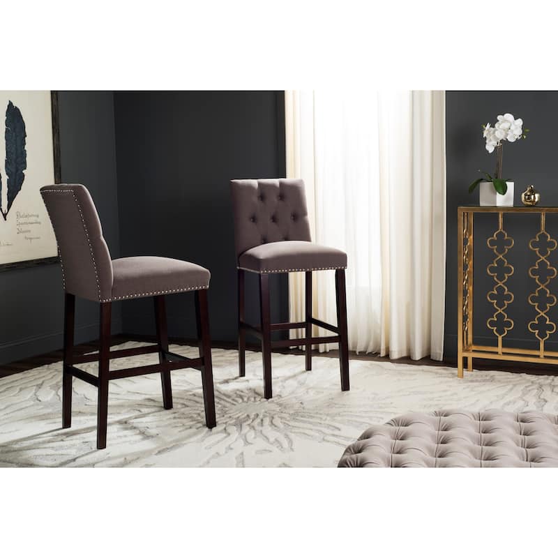 SAFAVIEH Jelka 31.5 Inch Bar Stool (Set of 2) - 19" x 20" x 44" - 19Wx23Dx44H - Dark Taupe