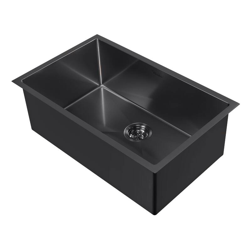 Whitehaus Noah Plus 29" Single Basin Kitchen Sink for Undermount or - Matte Black