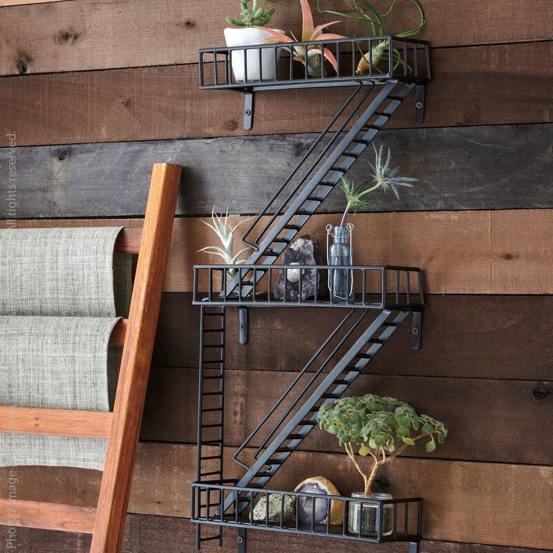 texxture FireEscape 25.5 Inch Floating Shelves, Wall Mount Storage Shelf, Black - 7