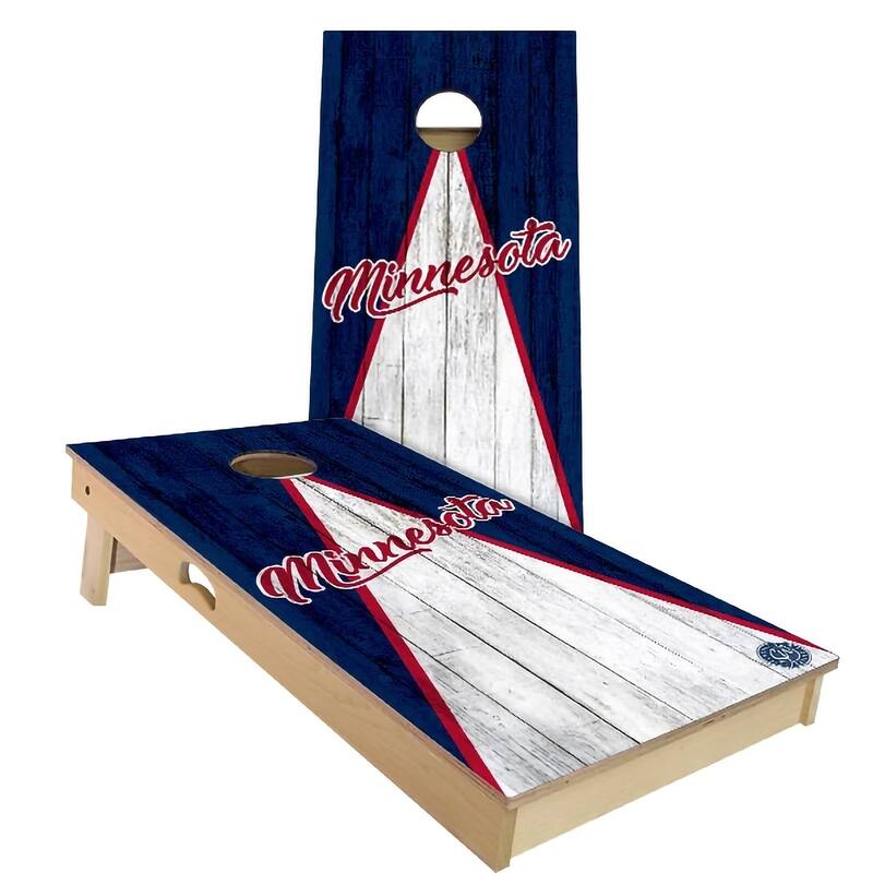 Minnesota Triangle Baseball Outdoor Cornhole Board Set - Backyard 2x4 - Include Hole + Edge Lights
