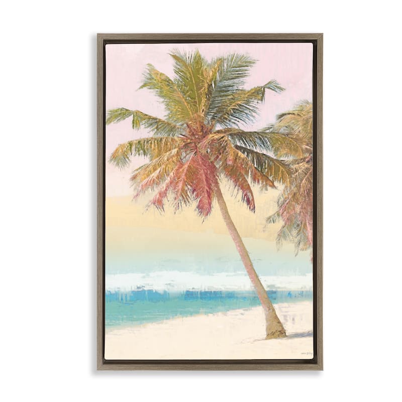 Stupell Pastel Gradient Beach Scene Framed Floater Canvas Wall Art Design By Amber Sterling - 17 x 25 - Brown