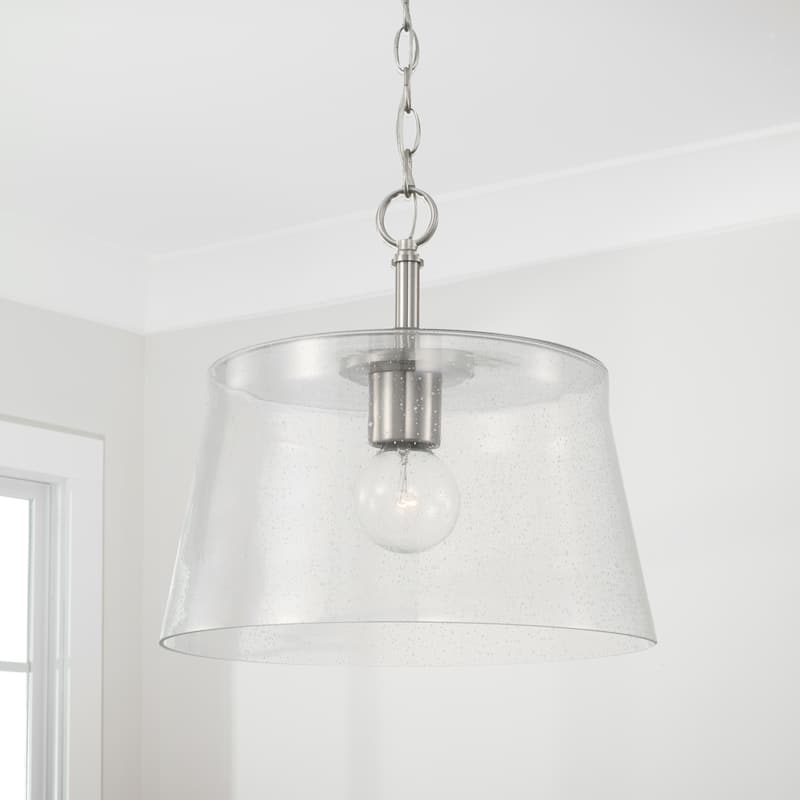 Baker 1-light Pendant/ Semi-Flush Mount w/ Clear Seeded Glass