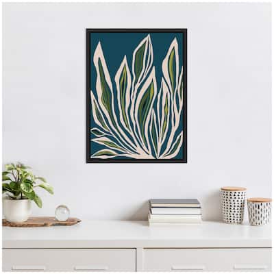 Kate and Laurel Sylvie Blue Flora 2 Framed Canvas by Alicia Bock
