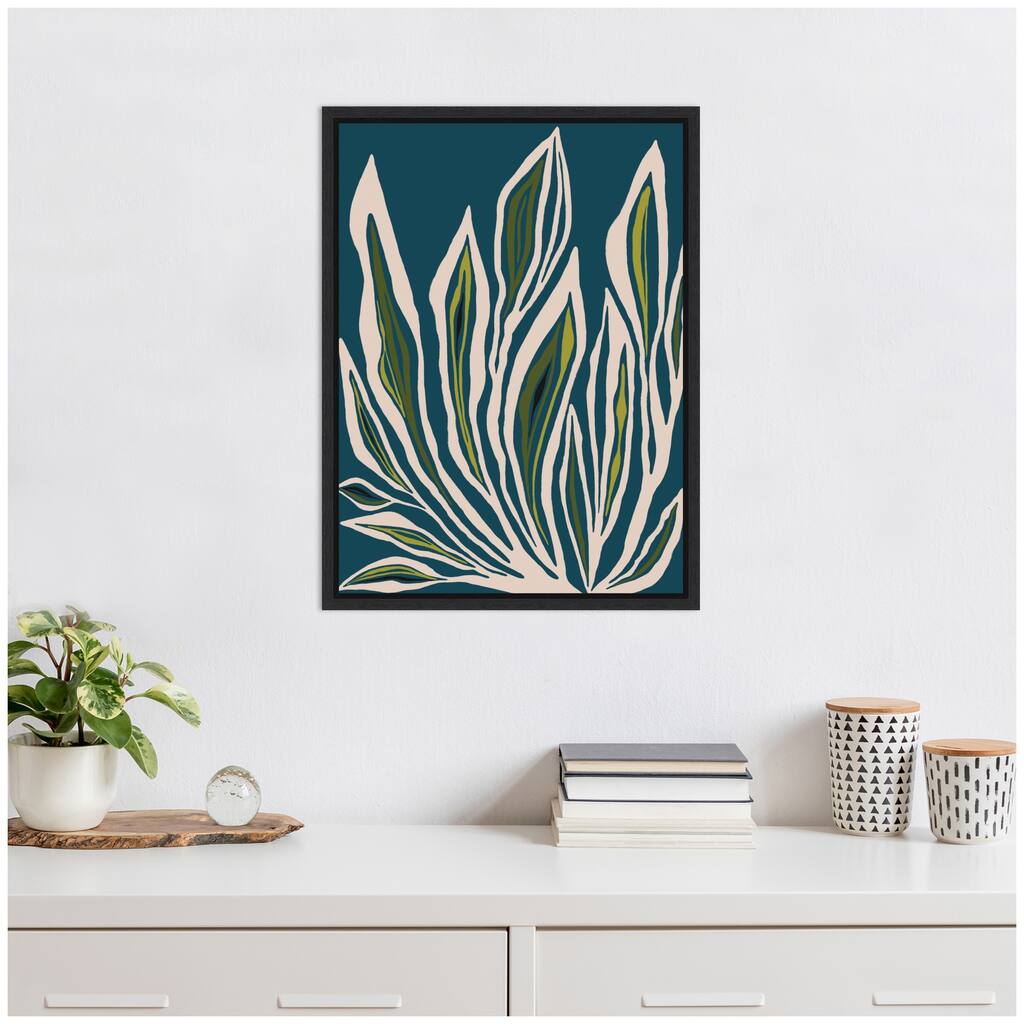 Kate and Laurel Sylvie Blue Flora 2 Framed Canvas by Alicia Bock