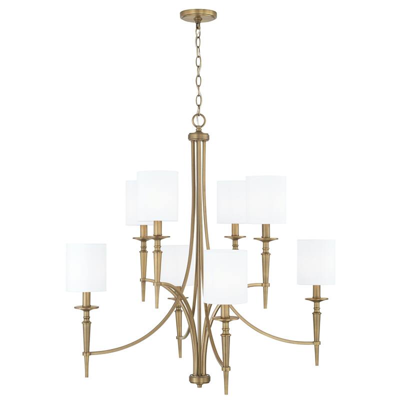 Abbie 36.5" 8-light Chandelier w/ White Fabric Stay-Straight Shades