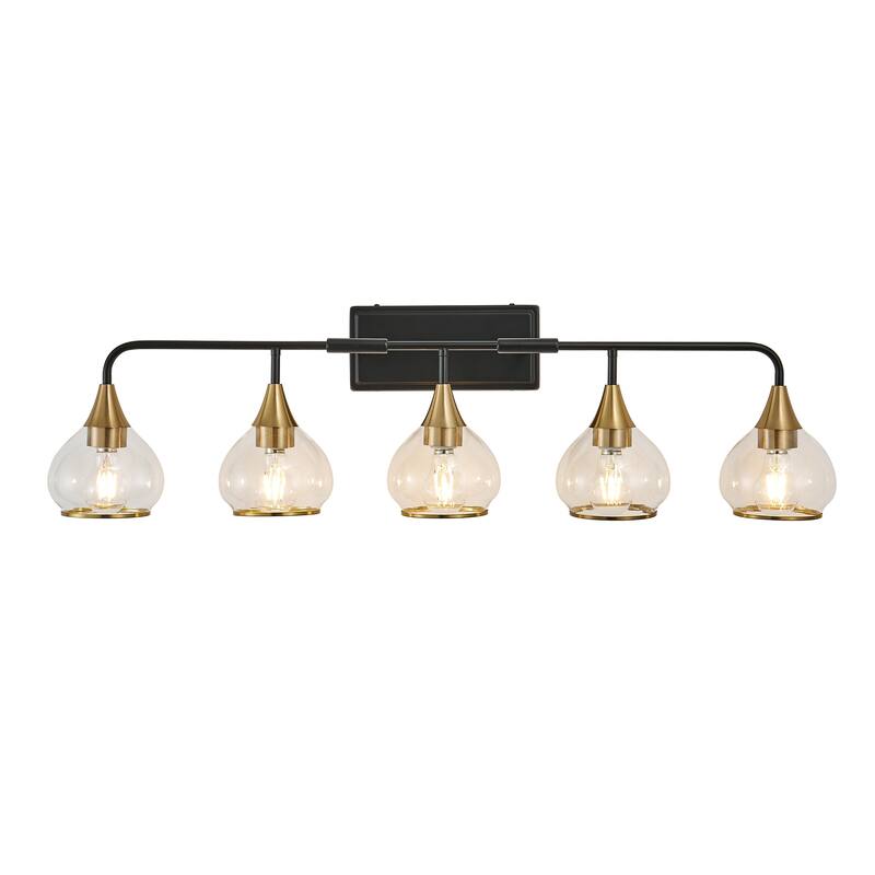 40" Modern 5-Light Vanity Wall Sconce, Light Fixture with Clear Glass Shades