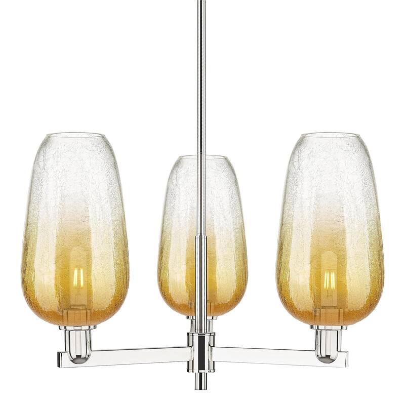 Innovations Lighting 716-3CR-17-18 Brookhaven Flute Chandelier - Polished Nickel / Amber