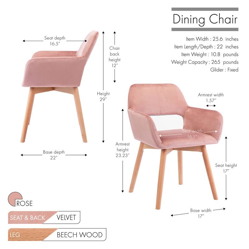 Porthos Home Diana Velvet/ Beech Wood Dining Chairs (Set of 2)