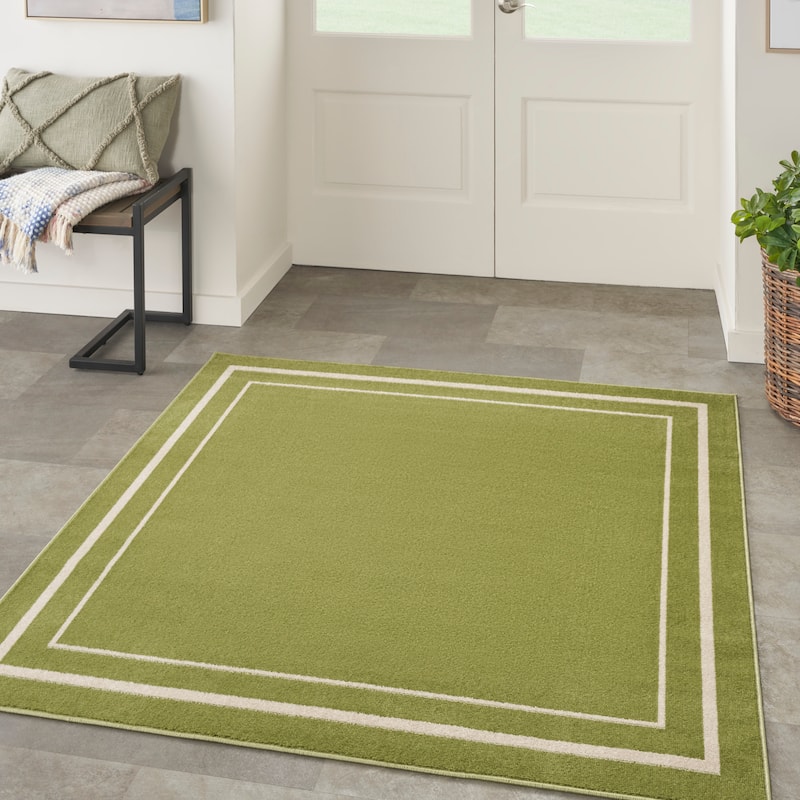 Nourison Essentials Indoor/Outdoor Solid Area Rug - 5' Square - Green/Ivory