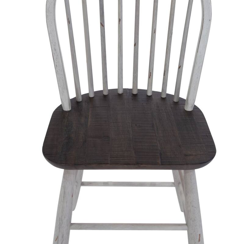 Farmhouse Two Tone White Windsor Back Counter Chair- Set of 2