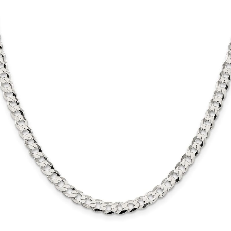 Curata 925 Sterling Silver 5.75mm Closed Link Flat Curb Chain Necklace (Lobster)