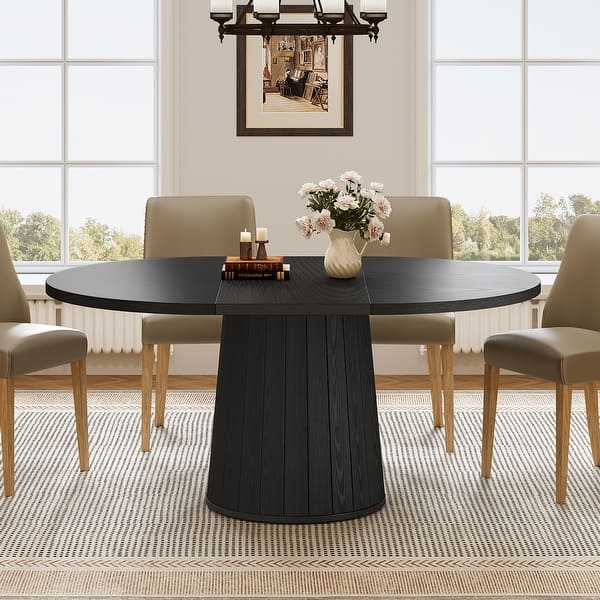 Rustic 55" Wood Dining Table Seats for 4-6 People, Kitchen Table for Dinning Room and Kitchen - N/A