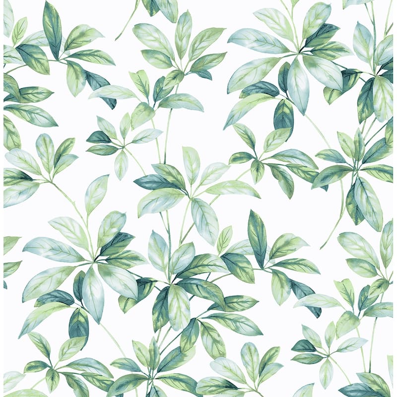 NextWall Leaf Trail Peel and Stick Wallpaper - 20.5 in. W x 18 ft. L - Seaglass