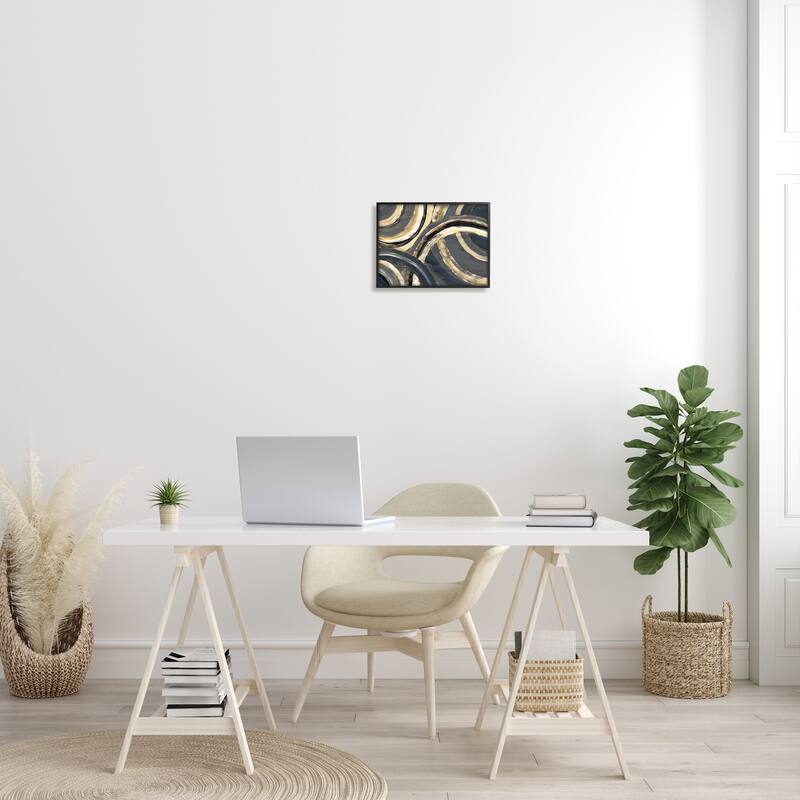 Stupell Abstract Developing Rings Grey Gold Encasing Arches Framed Wall Art