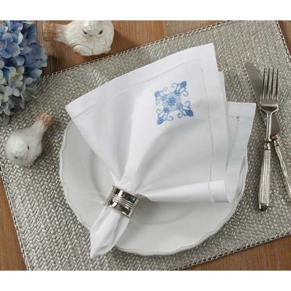 Elegant Easter Floral Embroidered Cloth Napkins - Set of 4 napkins