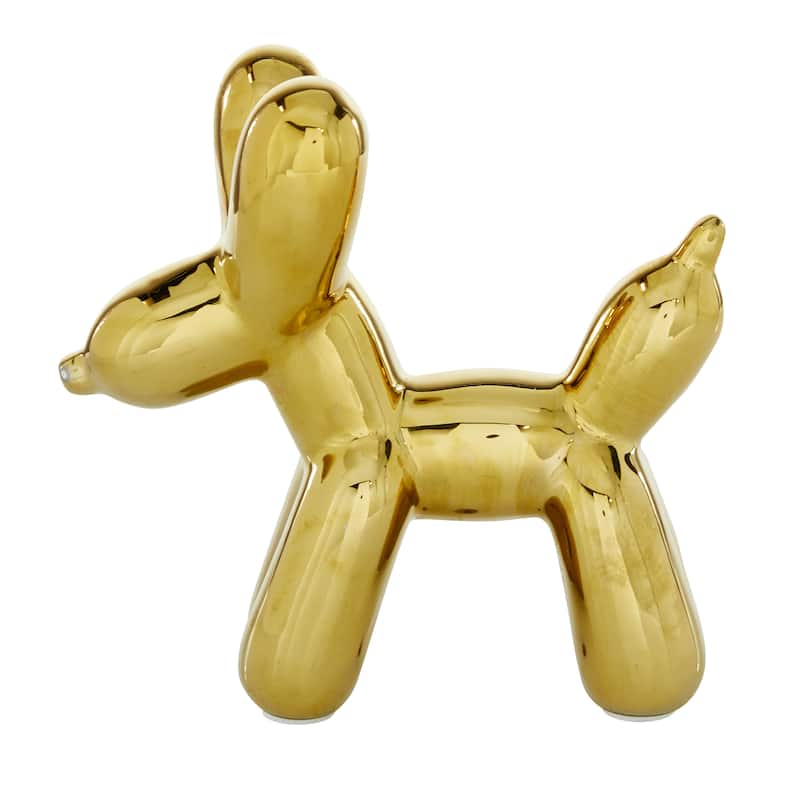 CosmoLiving by Cosmopolitan Gold Ceramic Balloon Dog Decorative Sculpture - 7 x 3 x 7