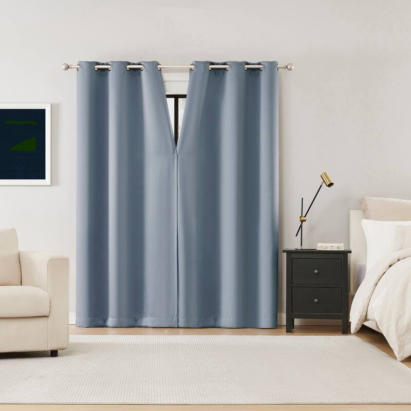 Sun Zero Sheridan Dual-Sided Magnetic Closure Total Blackout Grommet 2-Piece Curtain Panel Pair