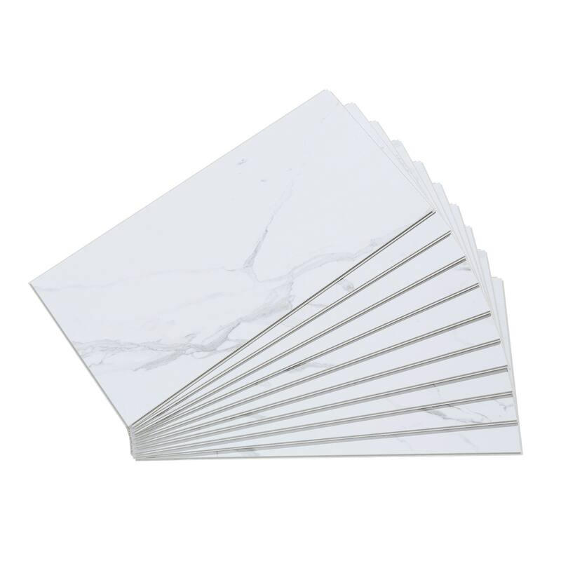 Palisade Vinyl Wall Tile - Carrara Marble - 10 Pack