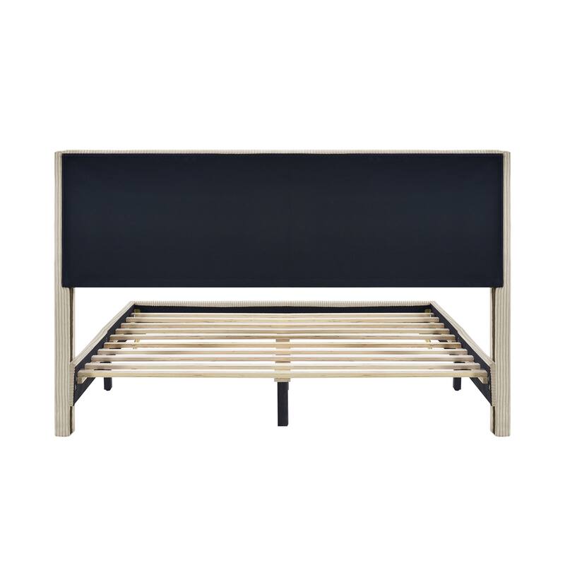 Corduroy Platform Bed with Metal Legs