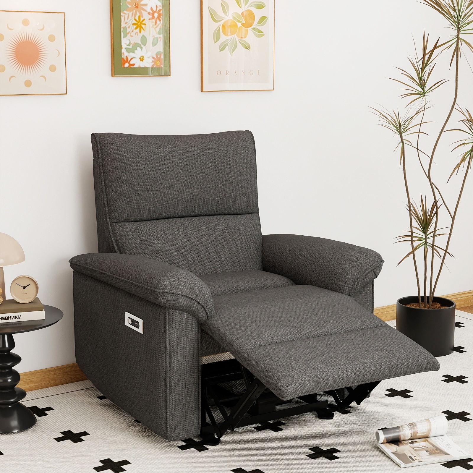 Wall Hugger Recliner,Zero Wall Power Recliner Chair,Electric Recliner for Living Room,Fabric Reclining Armchair,USB Port(Type-C)