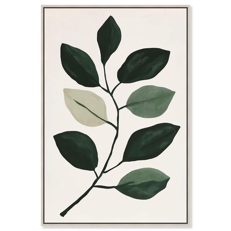 Green and Grey Branch II Canvas by Art Remedy - 10" x 15" - Silver