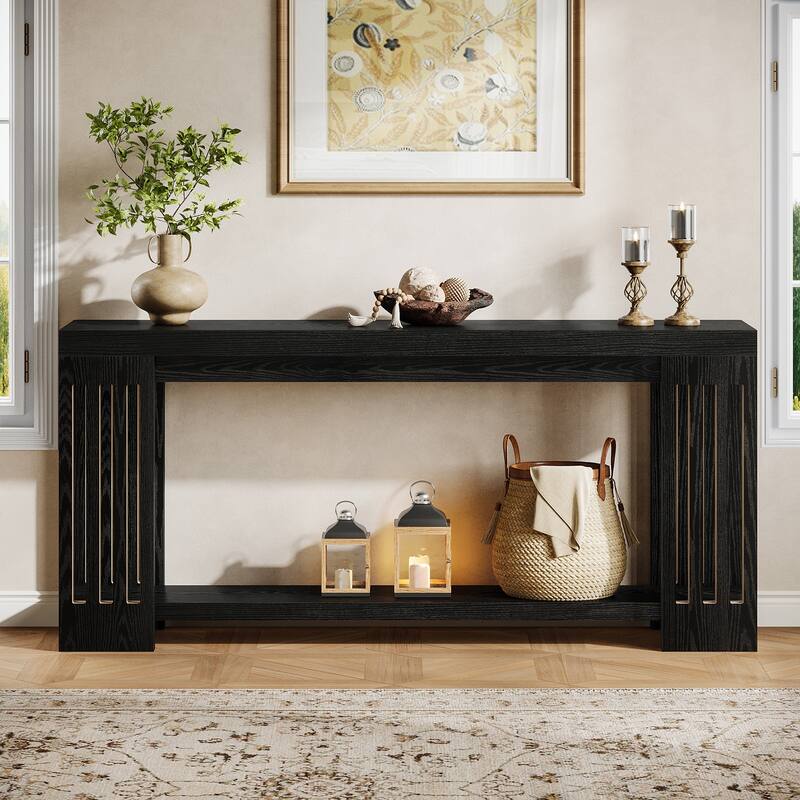 70.9-Inch Console Table, 2-Tier Sofa Table, Long Entryway Table for Living Room, Hallway, Entrance, Foyer