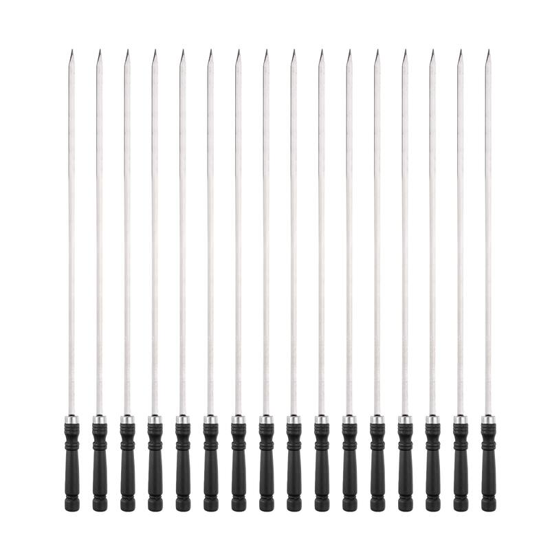 16pcs Kebob Skewers 45cmx5.92mmx1.66mm Flat Sticks with Grip Handle - 45cm