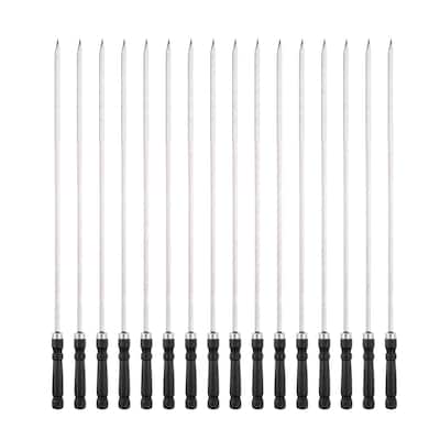 16pcs Kebob Skewers 45cmx5.92mmx1.66mm Flat Sticks with Grip Handle - 45cm