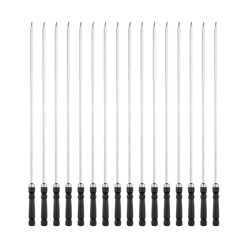16pcs Kebob Skewers 45cmx5.92mmx1.66mm Flat Sticks with Grip Handle - 45cm