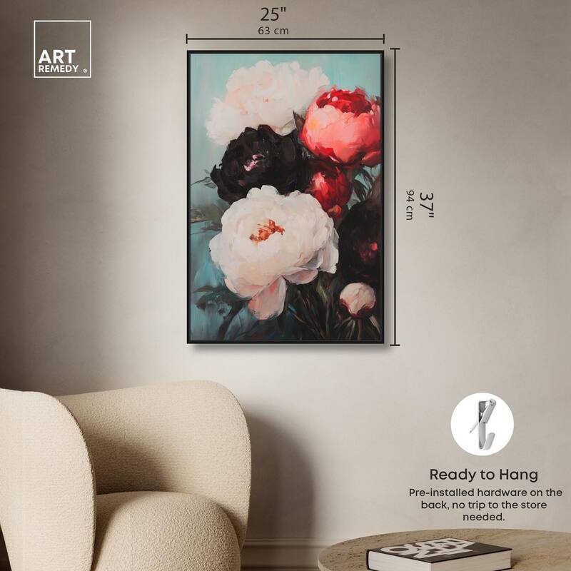 Three Shades of Peony II Canvas by Art Remedy