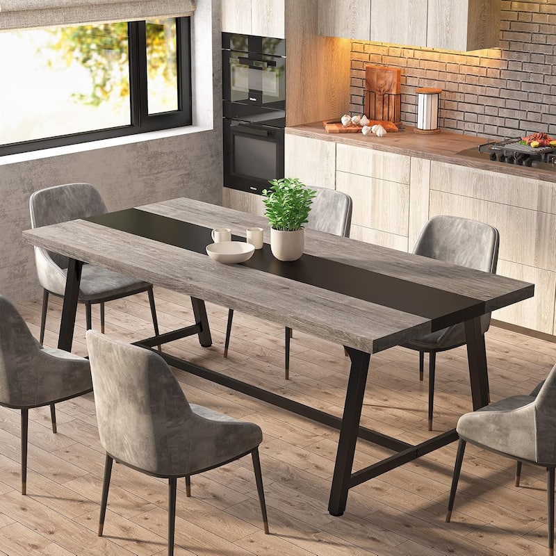 Rectangular Dining Table for 6-8 People, 70.9-Inch Wood Kitchen Table, Dining Room Furniture