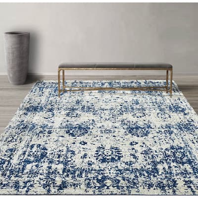 Hand Knotted Gray, Blue 100% Wool Transitional Oriental Area Rug