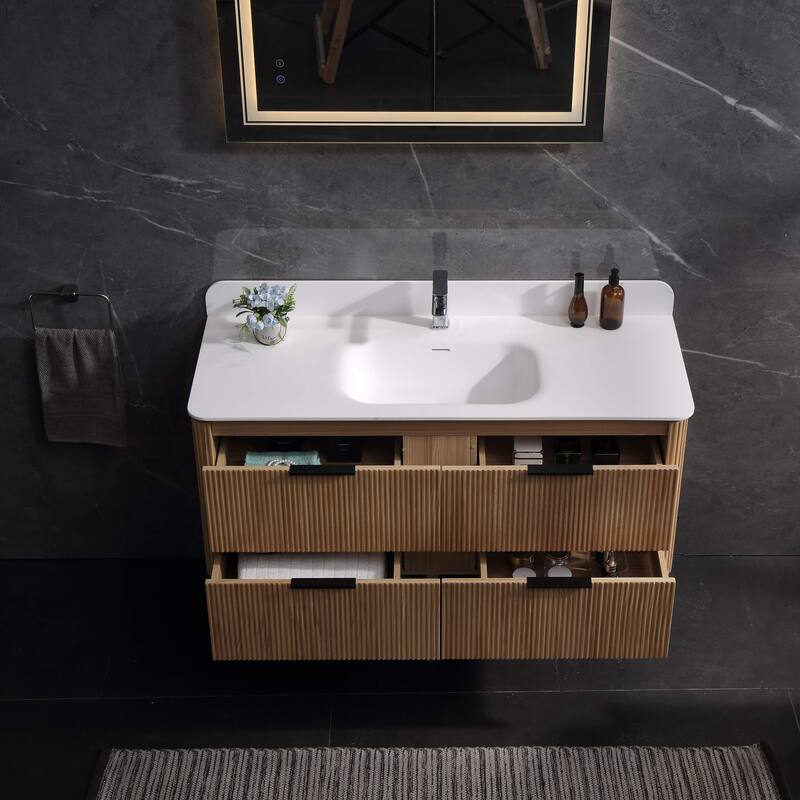 Modland 48" Wall-Mounted Bathroom Vanity with Acrylic Top Integrated Sink & Overflow
