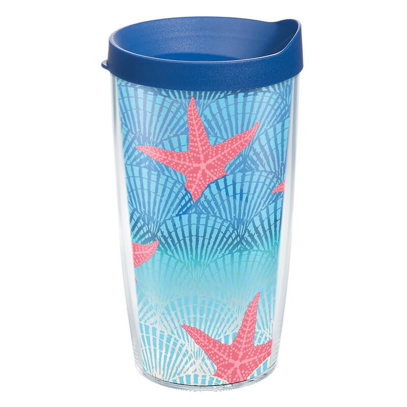 Tervis Ocean Life Dive Made in USA Double Walled Insulated Travel Tumbler, Beach Impressions - 16oz Classic
