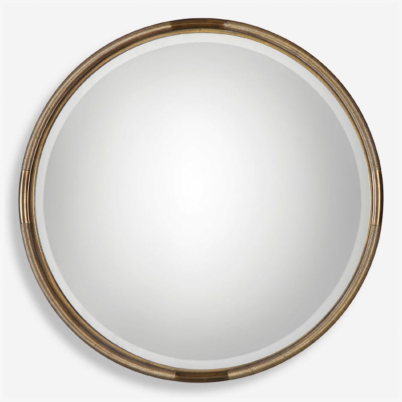 Antique Iron Coil Round Wall Mirror - 36" - Gold