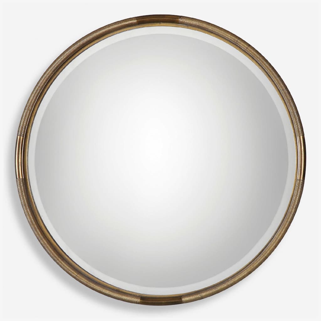 Antique Iron Coil Round Wall Mirror - 36" - Gold