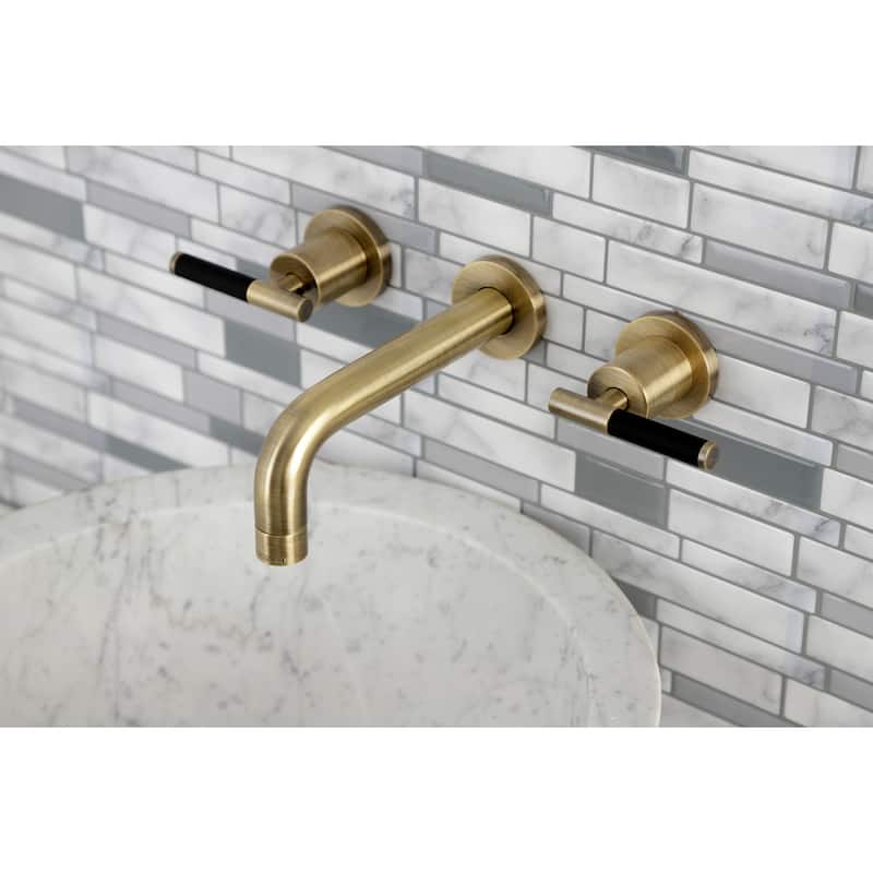 Kingston Brass Kaiser Two-Handle Wall Mount Bathroom Faucet - Antique Brass