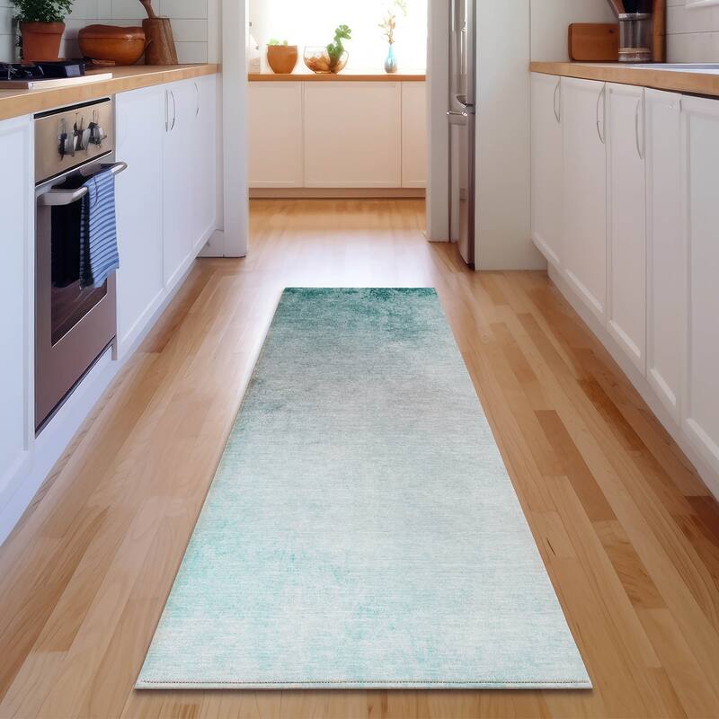Premium Washable Super Soft Solid Ombre Mayfield Rug - Teal - 2' 3" x 7' 6" - Runner