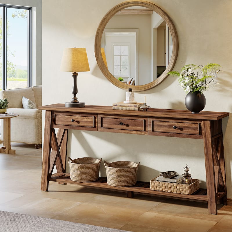 Console Table with 3 Storage Drawers