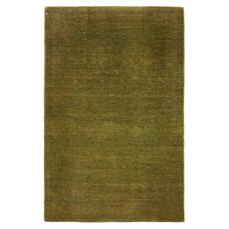 ECARPETGALLERY Hand-knotted Vibrance Green Wool Rug - 4'0 x 6'2 - Dark Green - 4'0 x 6'2