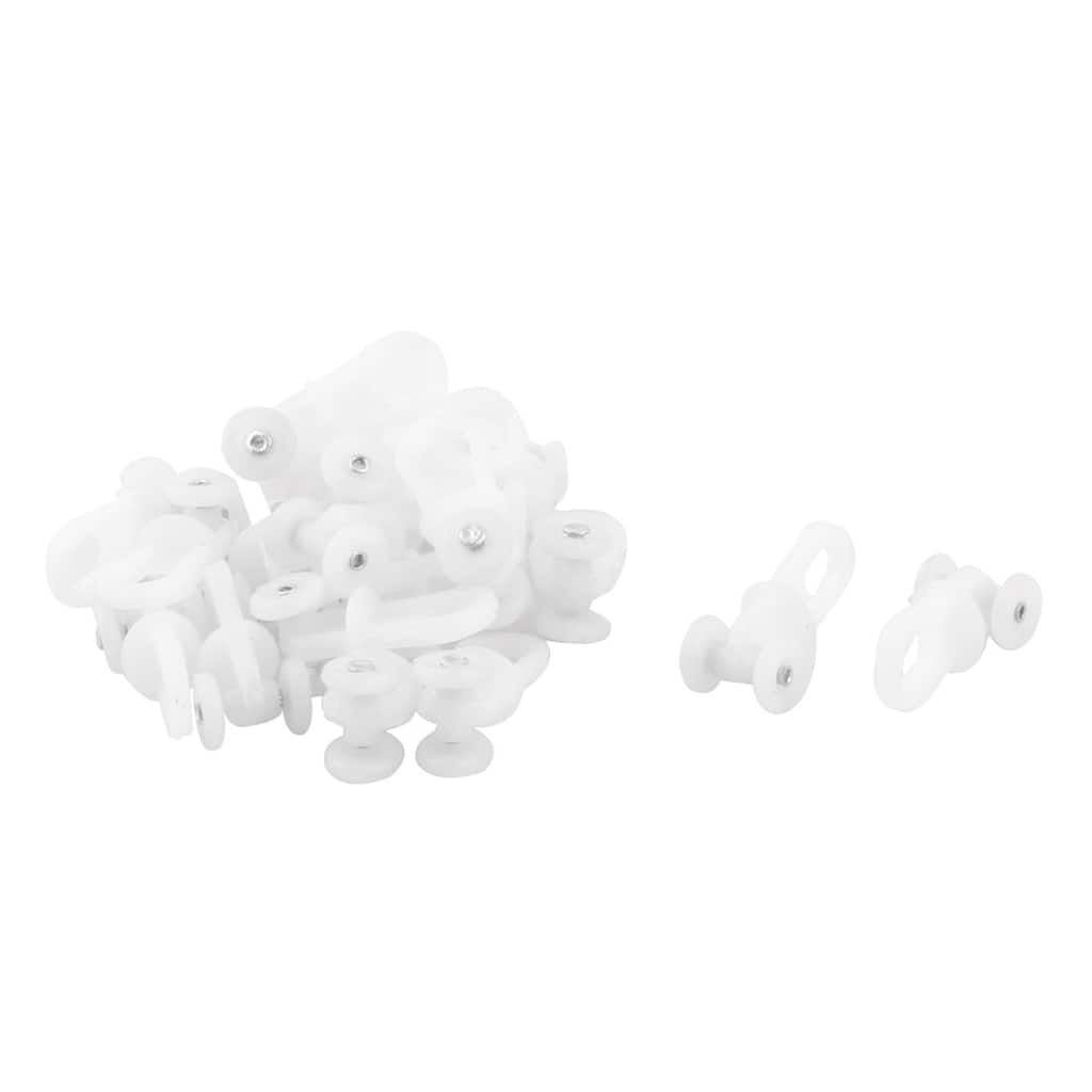Dorm Window Double Wheel Curtain Track Roller Carrier White 20pcs - White,Silver Tone